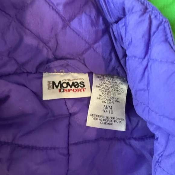 Vintage 90s Purple & Green Snow Ski Suit Kids Medium 10-12 Retro One-Piece - Picture 3 of 7